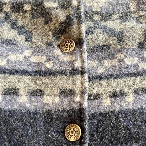 80 Vintage Woolrich Blue Wool Tapestry Blanket Coat - Picture 8 of 12